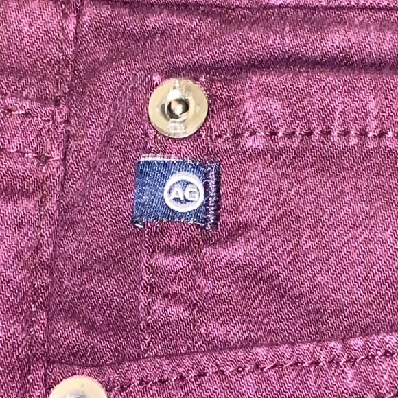 Ag Adriano Goldschmied Size 28R The Stevie Ankle Slim Straight Leg Burgundy Jean - Picture 8 of 16
